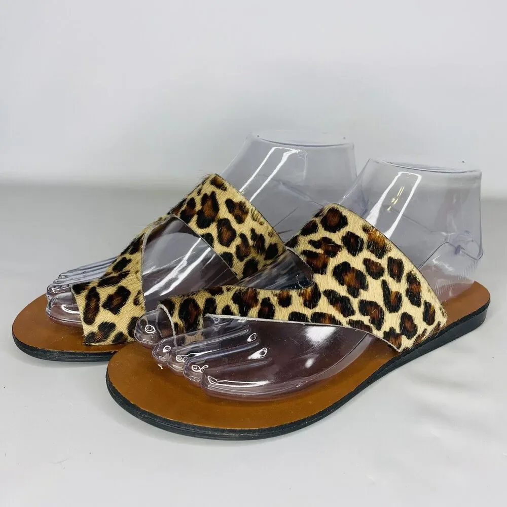 Kenneth Cole New York Womens Palm Calf Hair Thong Slide‎ Sandals Shoes Size 6.5